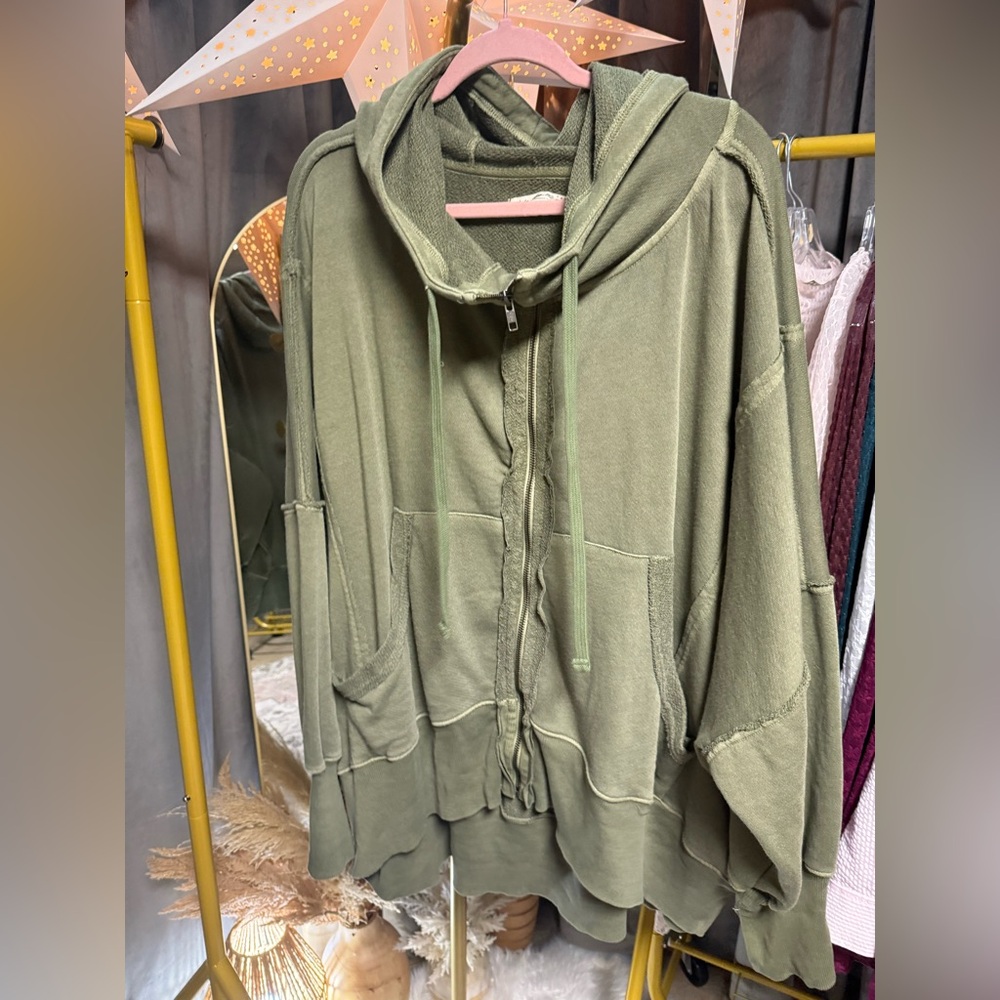 Free People Camden Zip Up Hoodie in Norwegian Woods NWOT - Picture 4 of 6